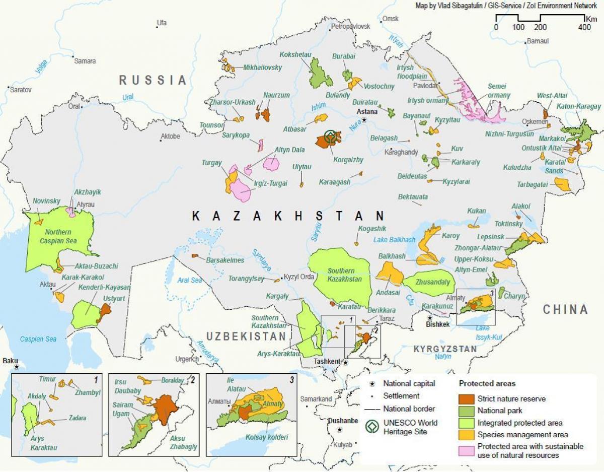 mapa Kazachstánu přírodních zdrojů