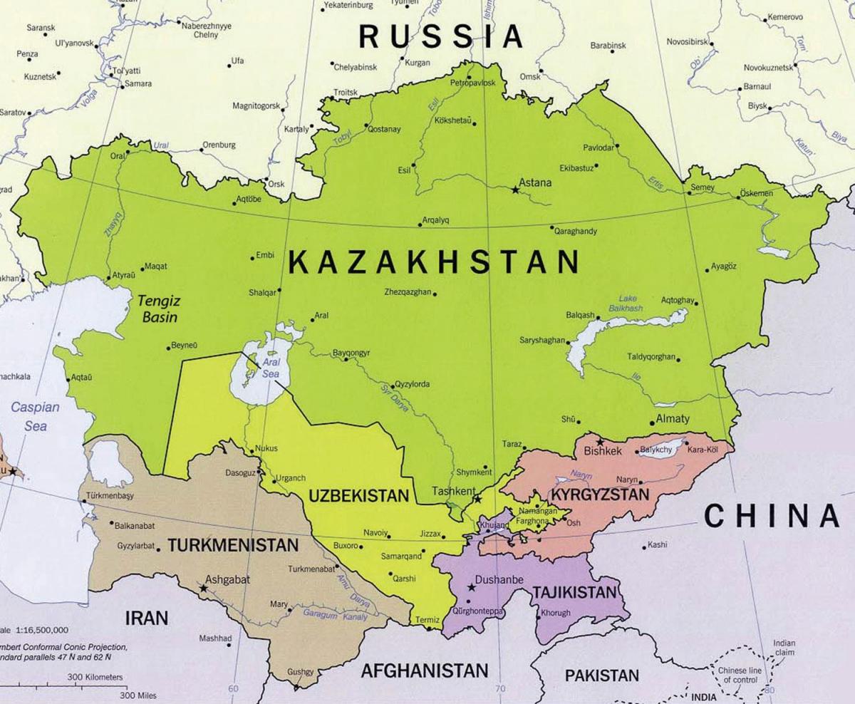 mapa tengiz Kazachstánu