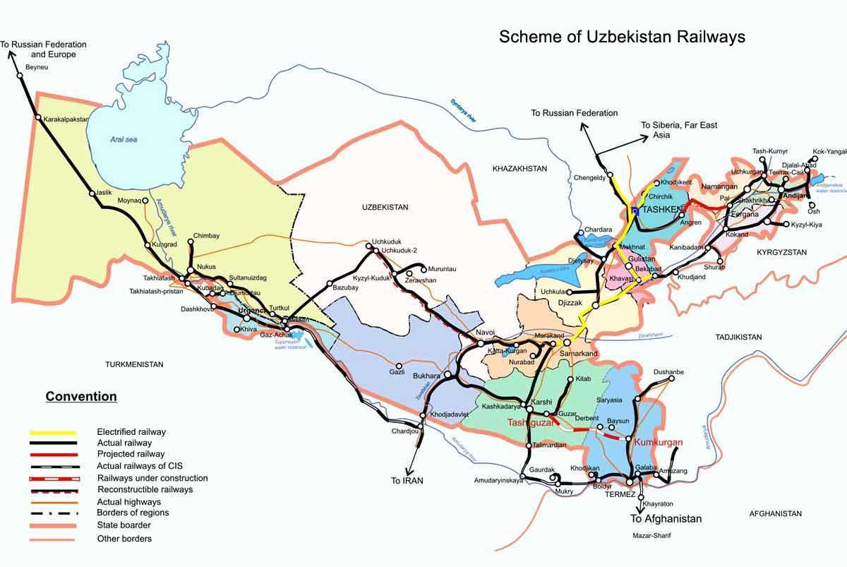 Kazachstán vlak mapě