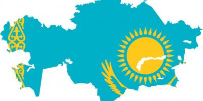Mapa Kazachstánu vlajky