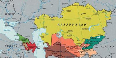 Mapa Kazachstánu okolních zemí