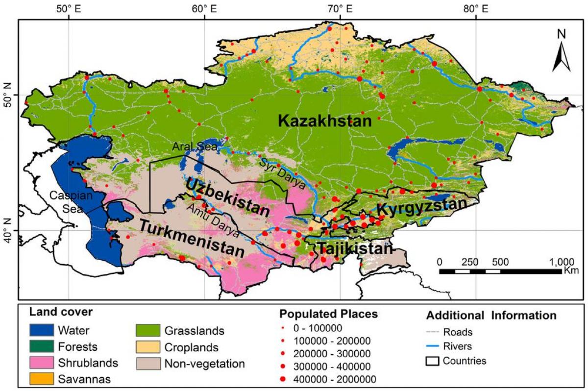 mapa Kazachstánu klimatu