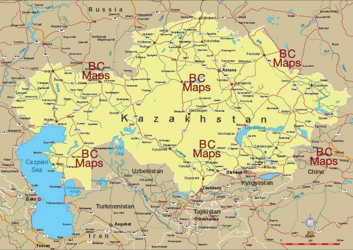 Kazachstán mapa města