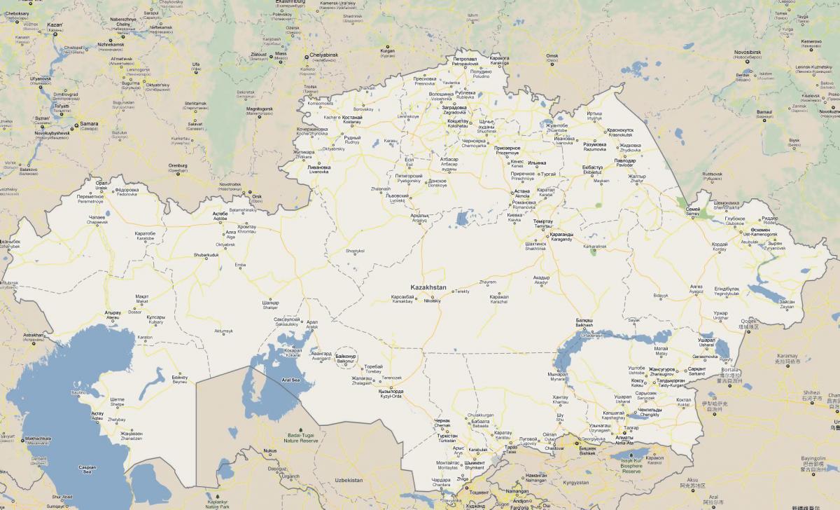 mapa Kazachstánu silnici