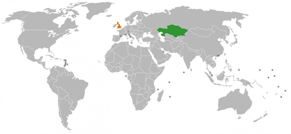 Kazachstán umístění na mapě světa