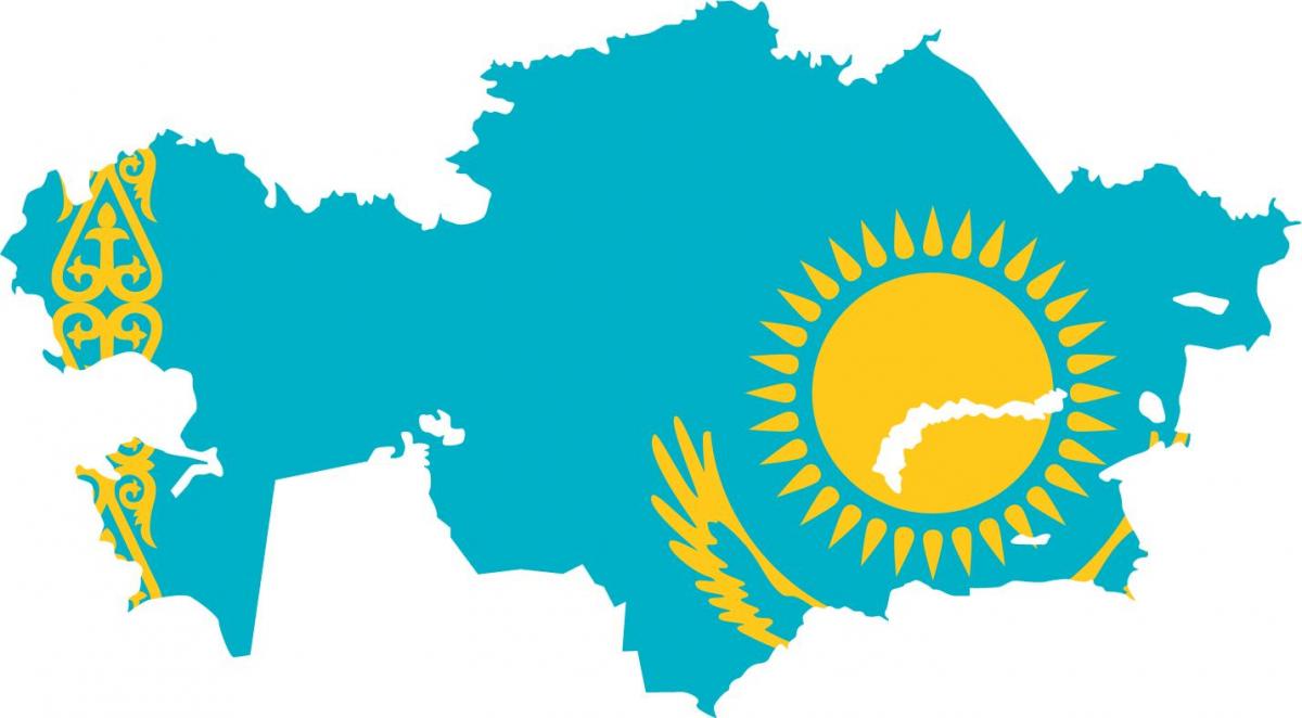 mapa Kazachstánu vlajky