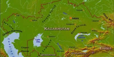 Mapa Kazachstánu fyzické