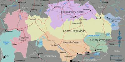 Mapa Kazachstánu regionů